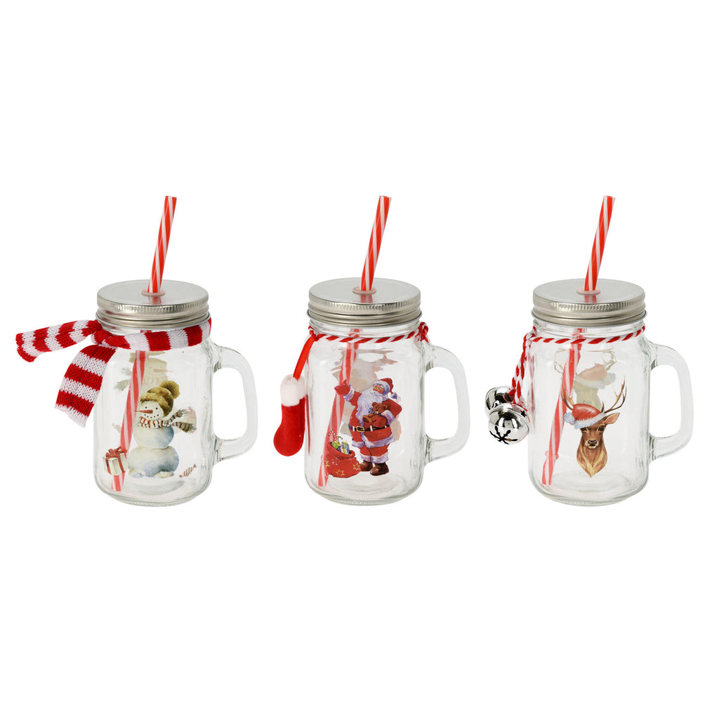 Weihnachtsrinkglas mit Henkel 450ml, 12 Stk.