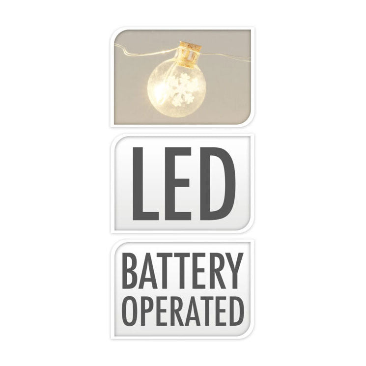 Drahtgirlande mit 15 Weihnachtskugeln, LED warmweiß