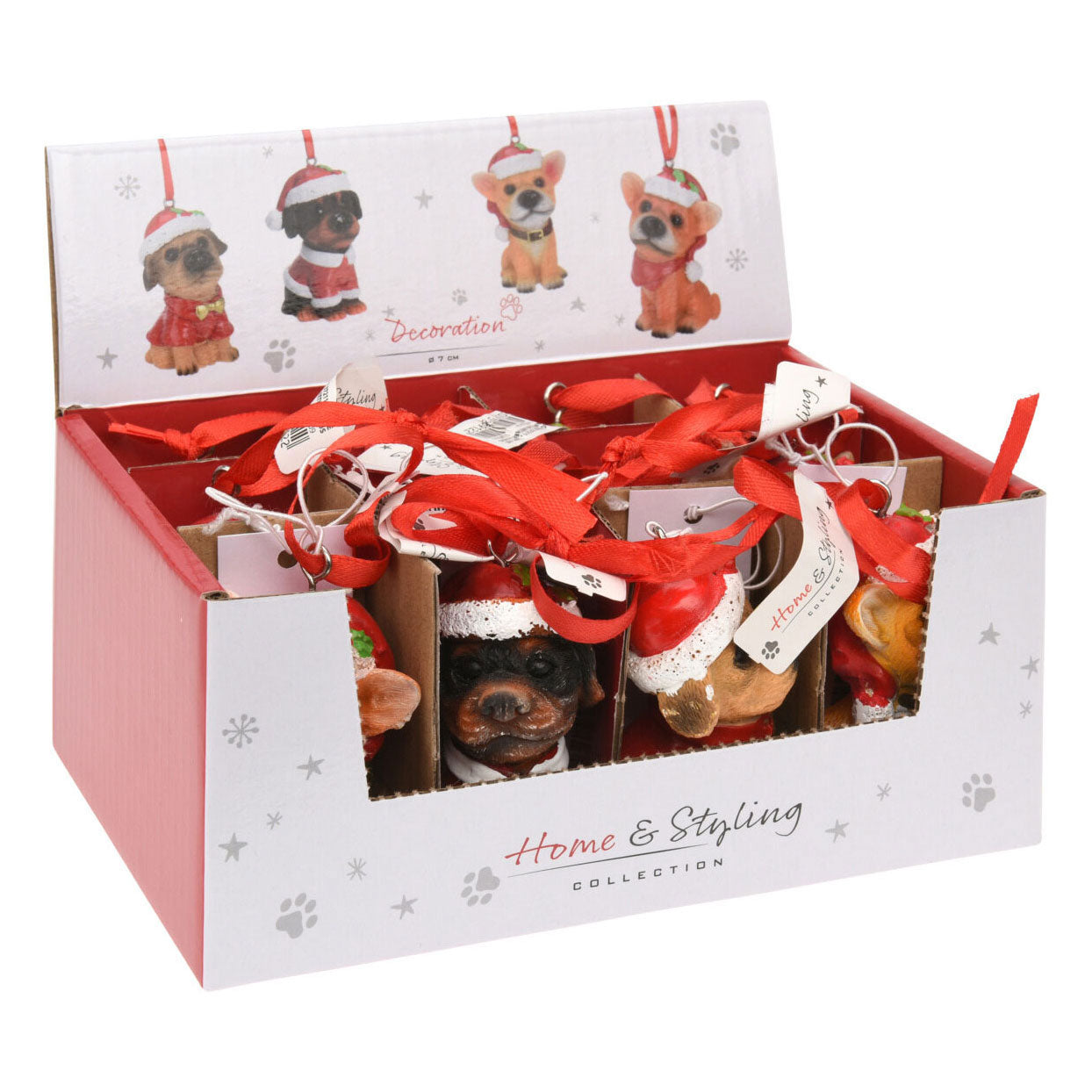 Weihnachtsbügelhund mit Weihnachtsmütze, Set à 12 Stück