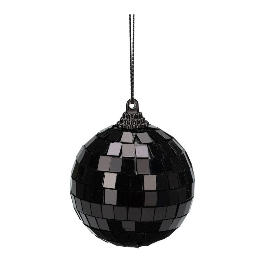 Schwarze Weihnachtskugel mit Spiegeleffekt, 12 Stück.