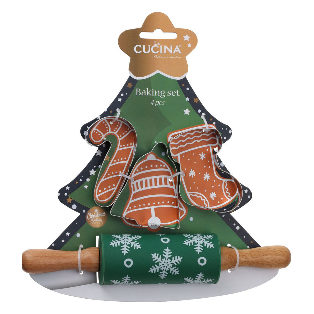 Backset mit Weihnachtsmotiv, 4-teilig.