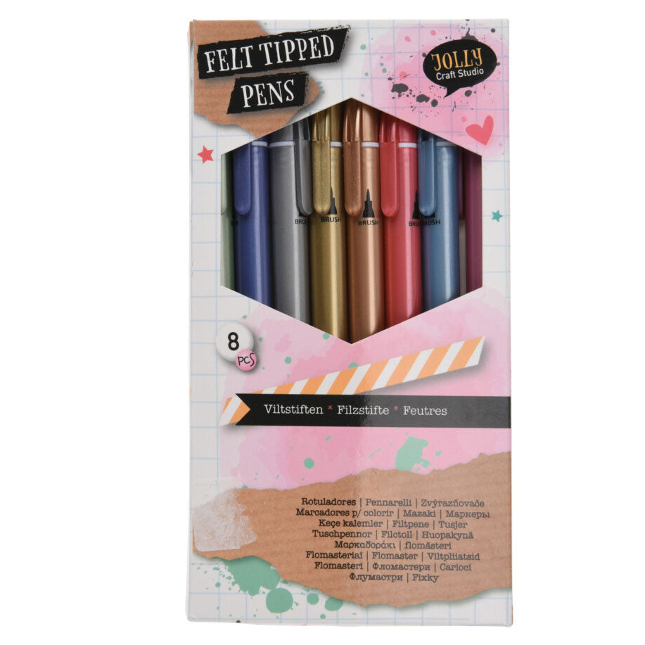Filzstifte mit Metallic-Effekt, 8 Stück.