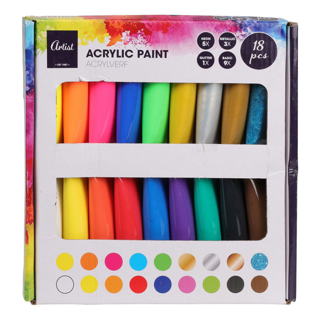 Acrylfarben-Set, 18-teilig.