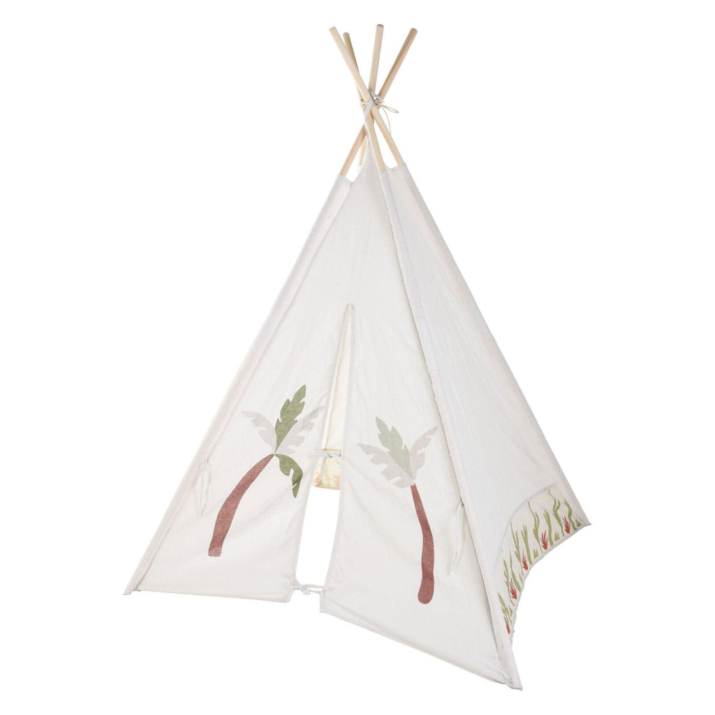 Weißes Tipi mit Pflanzenmuster, 160 cm