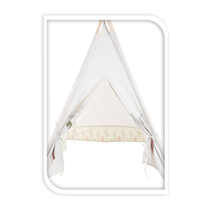 Weißes Tipi mit Pflanzenmuster, 160 cm