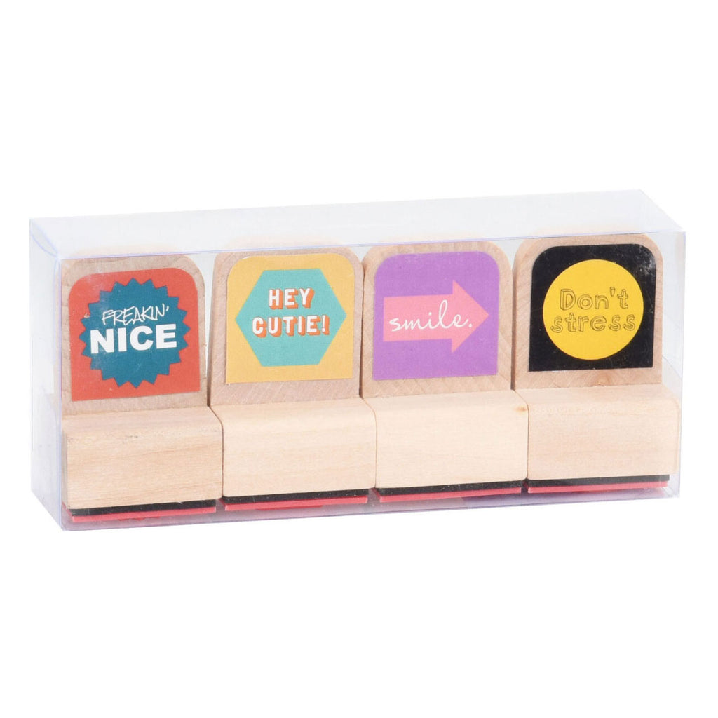 Stempel-Holzdesign, 4 Stück.