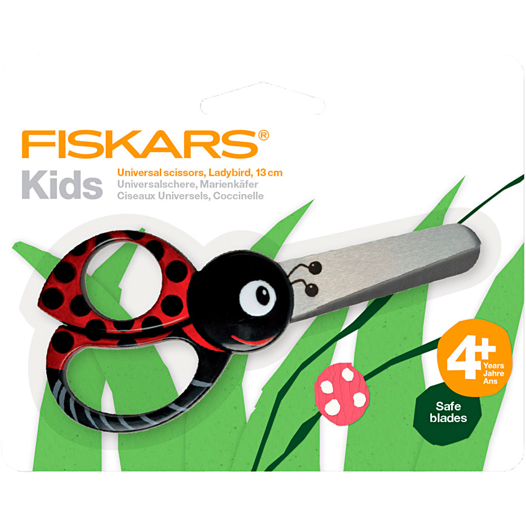 Creativ Company Fiskars Kinderschere mit Tiermotiv, Marienkäfer, Länge: 13 cm, 1 Stück