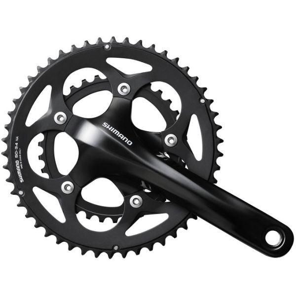 Shimano crankstel 2 x 10 speed road fc-rs400 - 175 50-34 holle as - zwart
