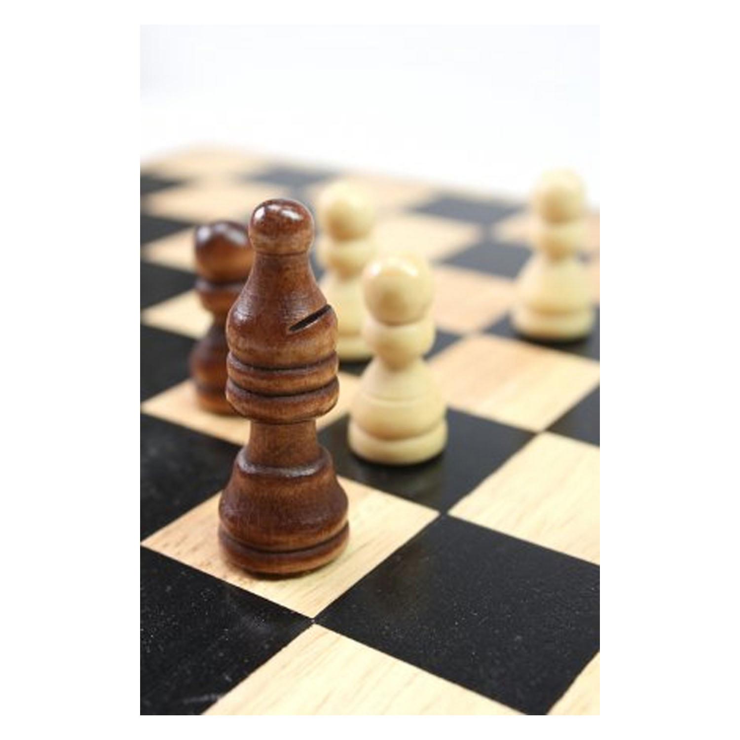 Tactic 5 in 1 hout - schaken - dammen - tic tac toe - backgammon en domino