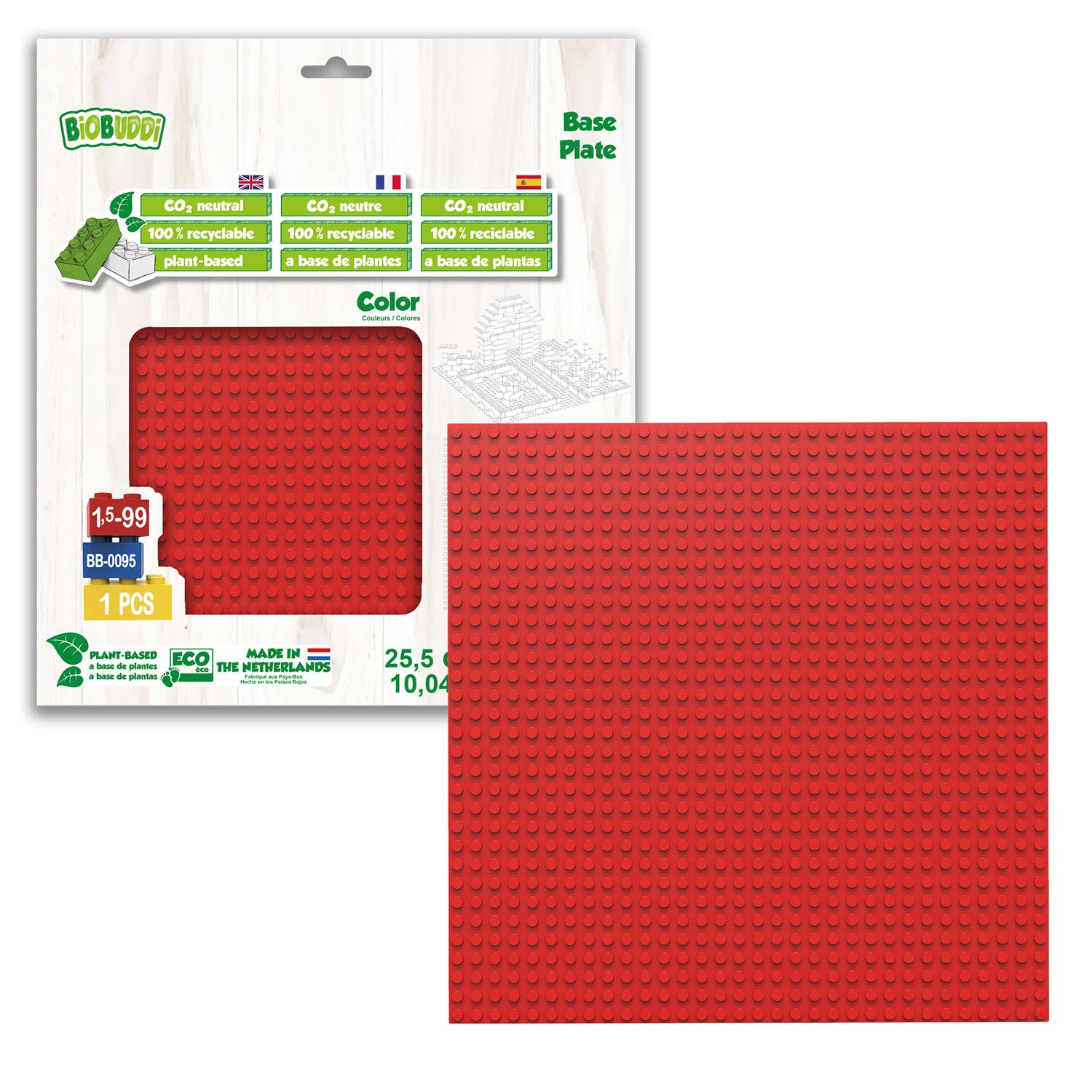 BiOBUDDi Grundplatte Rot, 32x32
