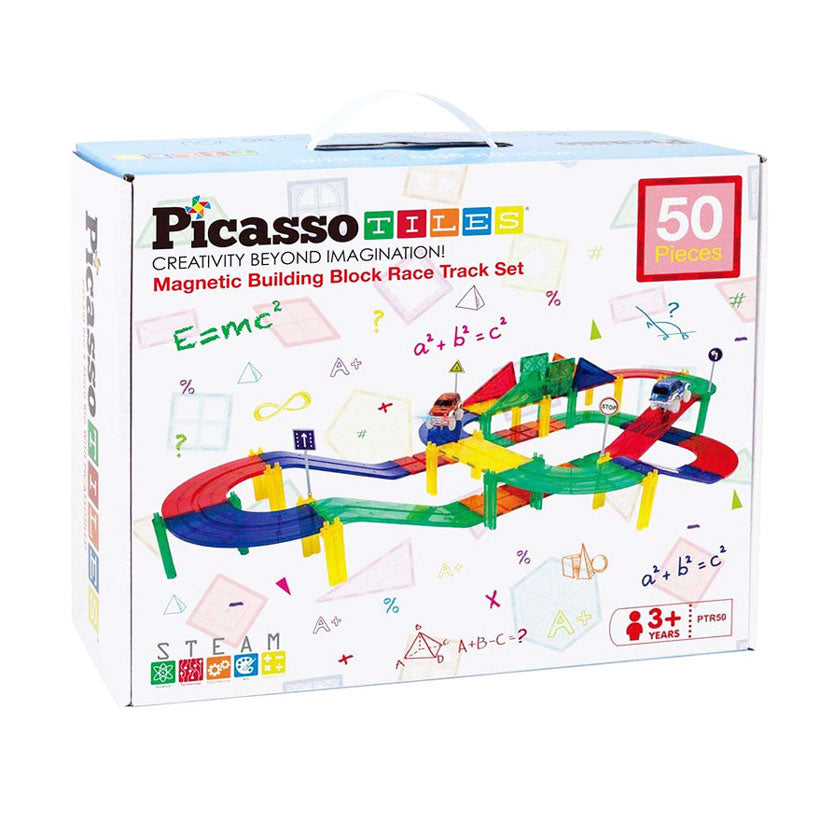 Selecta Picassotiles Rennstrecke - magnetische Bausteine, 50 Stück.