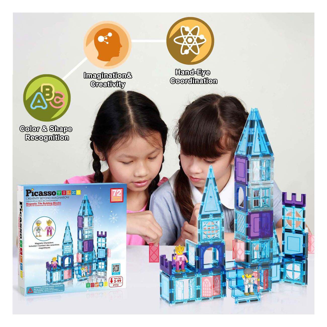 Selecta Picassotiles Winterthema - magnetische Bausteine, 72 Stück.