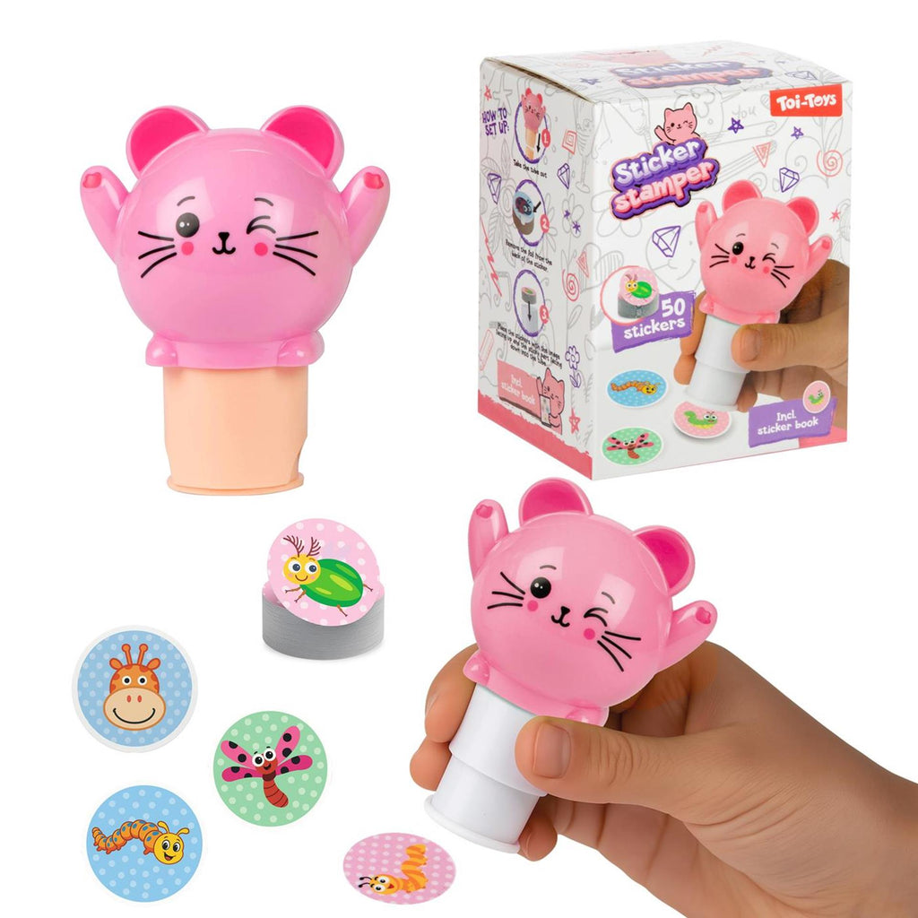 Toi-toys stickermachine dier met stickerboekje - 50 stickers