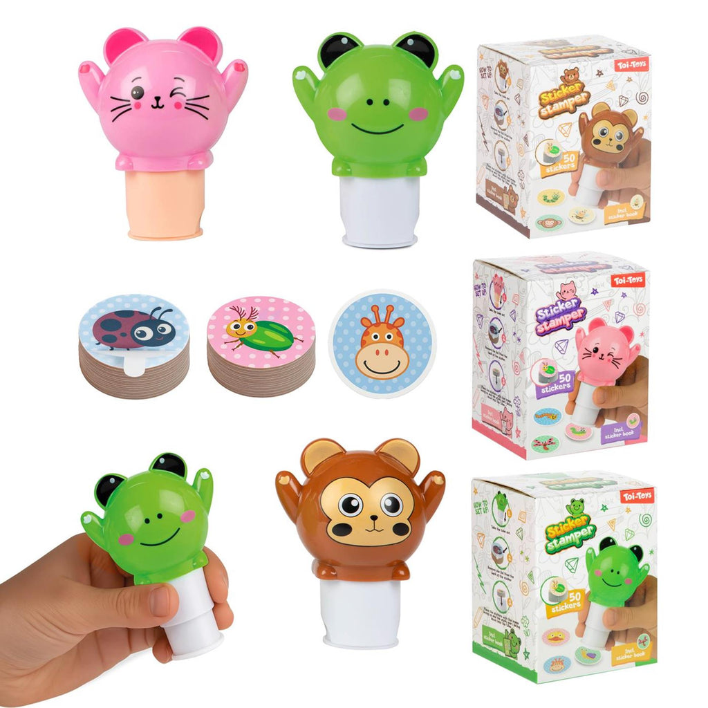 Toi-toys stickermachine dier met stickerboekje - 50 stickers