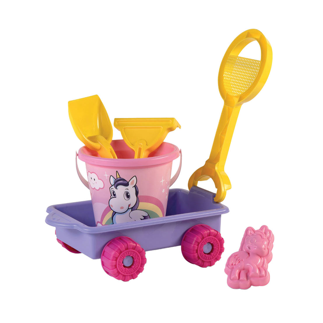 Androni Bolderkar mit Einhorn-Strandset, 5-teilig.