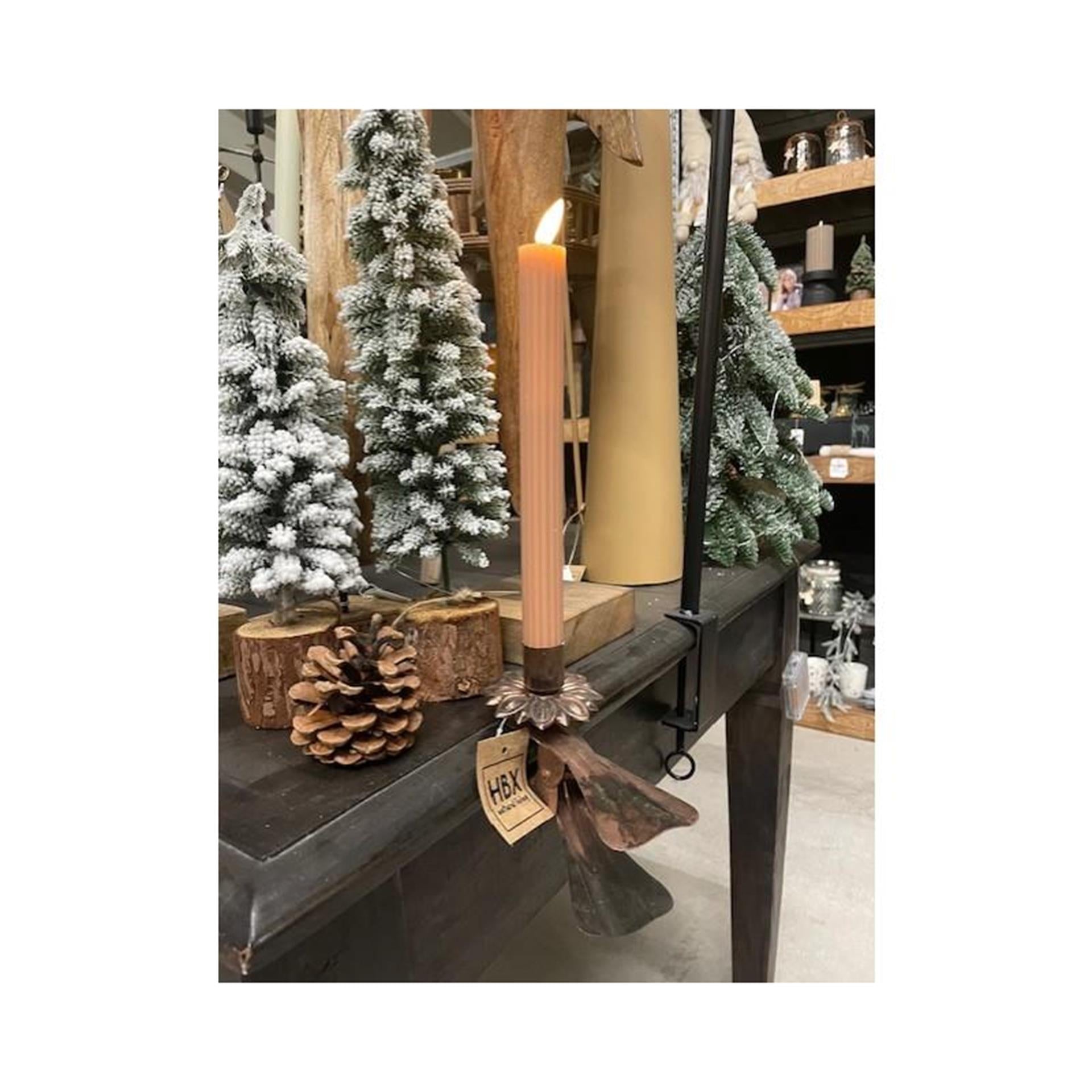 Hbx natural living kandelaar met clip bonez brons 16x7cm