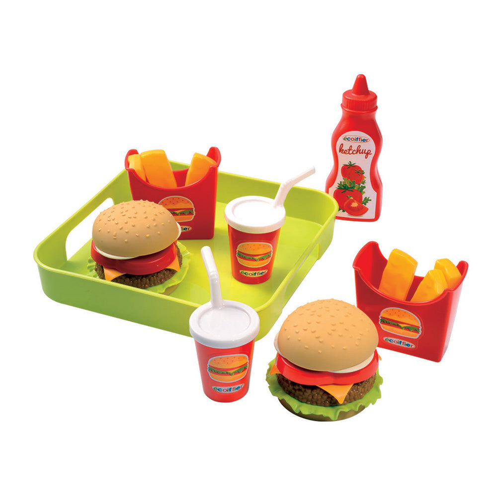 Ecoiffier 100% Chef Hamburger-Set auf Tablett