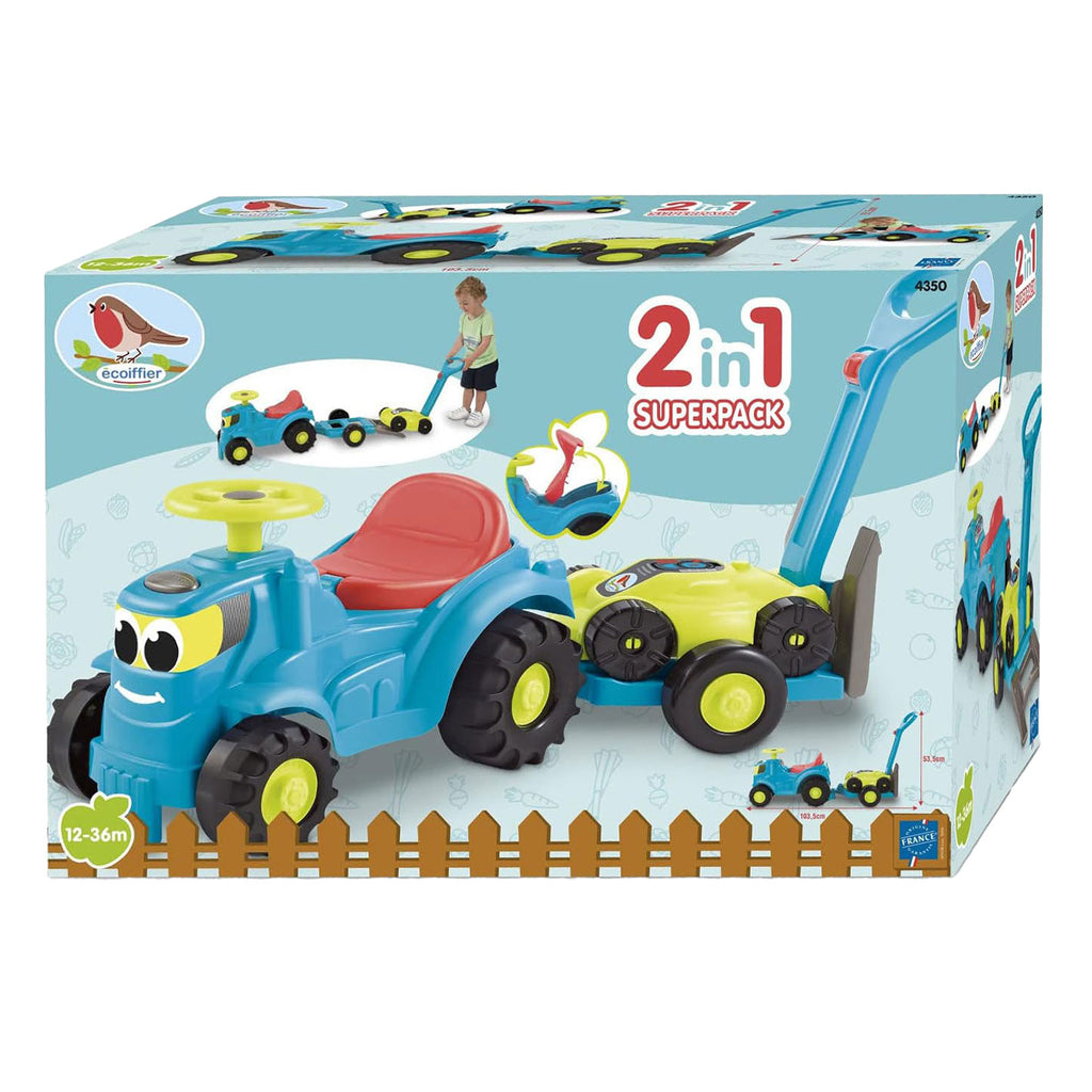 Ecoiffier Traktor mit Anhänger und Rasenmäher