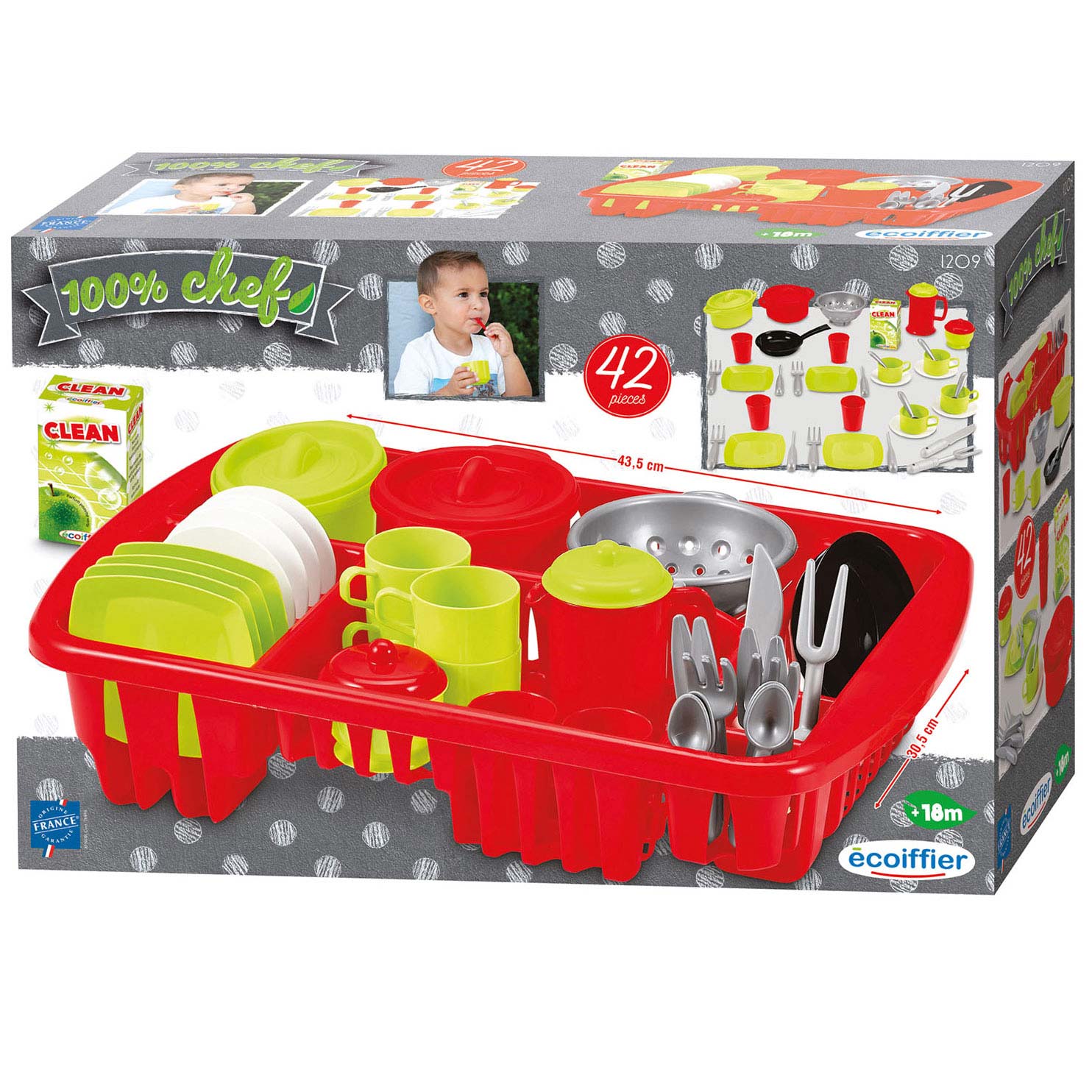 Ecoiffier 100% Kochgeschirrspülset, 42-teilig.