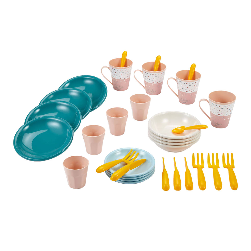 Ecoiffier Picknick-Spielset mit Picknickkorb aus Pappe, 32-teilig.