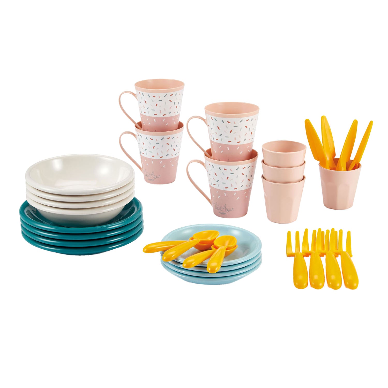 Ecoiffier Picknick-Spielset mit Picknickkorb aus Pappe, 32-teilig.