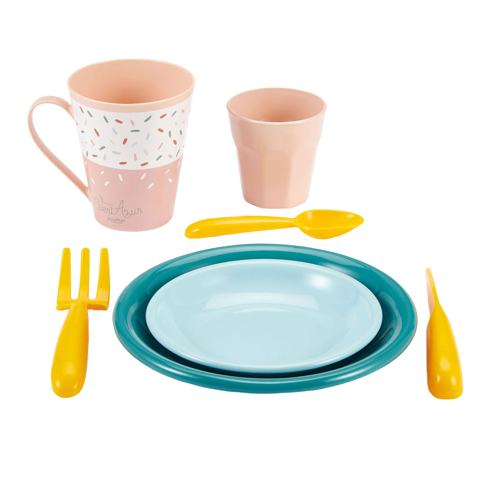 Ecoiffier vert azur picknick speelset met kartonnen picknickmand - 32dlg.