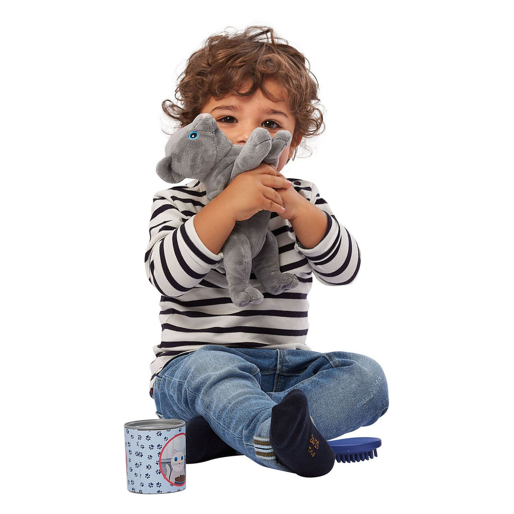 Ecoiffier Kuschelkatze mit Katzenkorb-Spielset, 9-teilig.