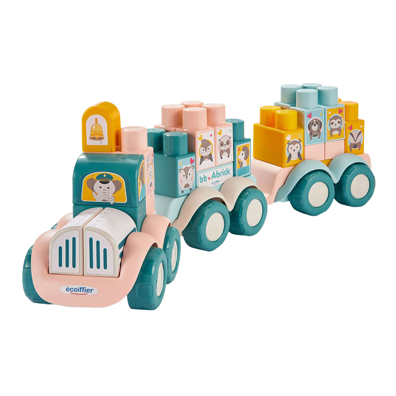 Abrick ecoiffier bb dierentrein met bouwblokken - 51dlg.