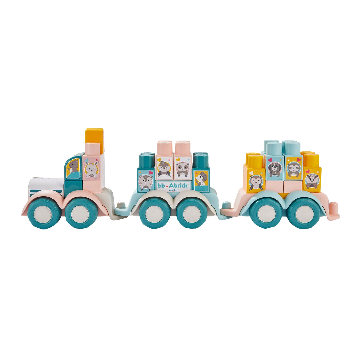 Abrick ecoiffier bb dierentrein met bouwblokken - 51dlg.