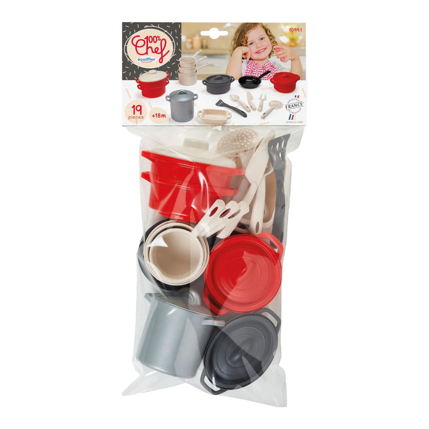 Ecoiffier 100% Chef Pfannen und Kochgeschirr, 19dg,