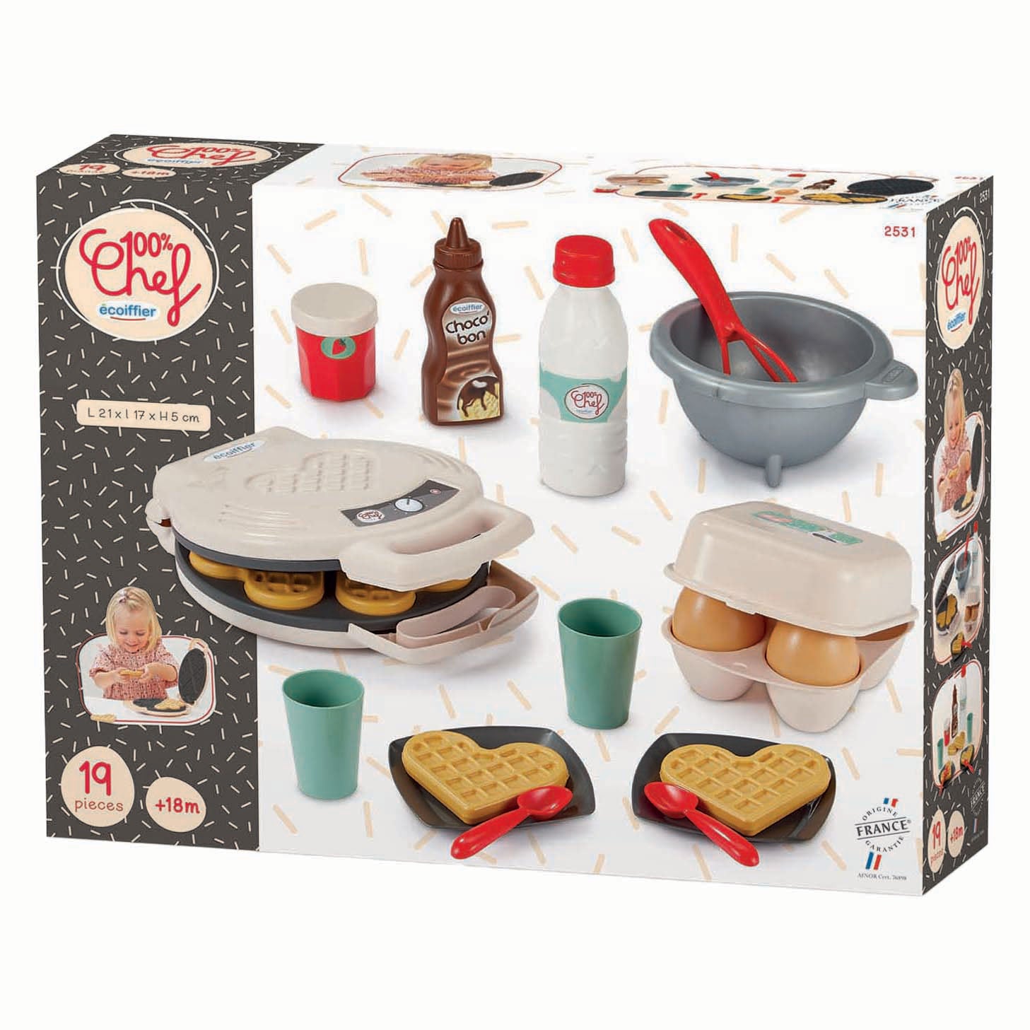 Ecoiffier 100% Chef Waffeleisen - 19-teilig.