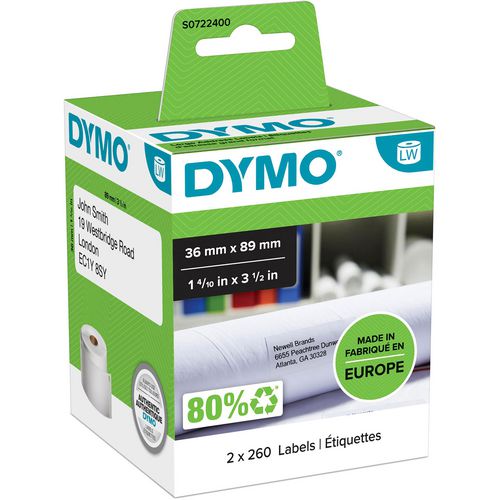 Dymo adresetiketten 99012 wit 520 etiketten