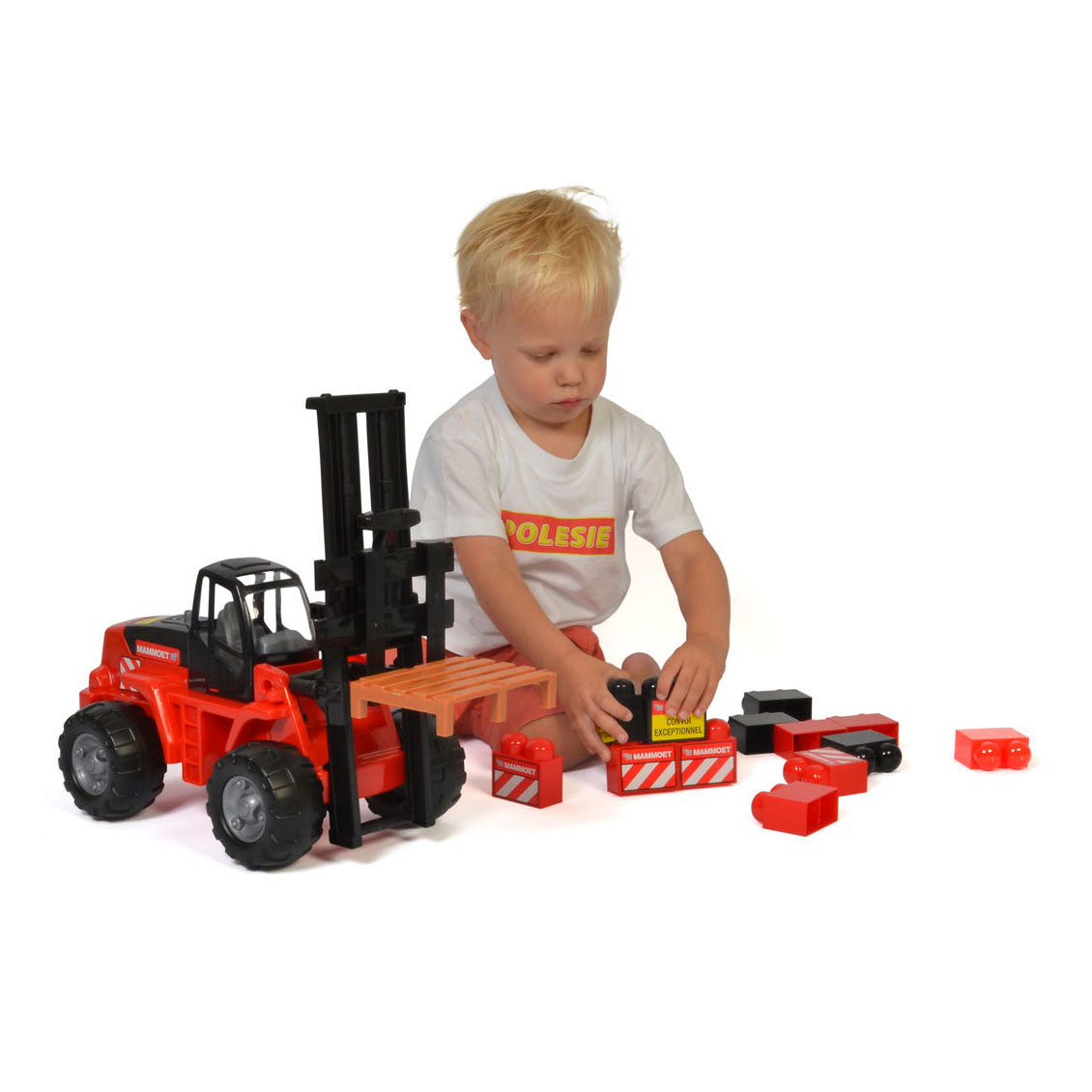 Mammoth Toys Mammut-Gabelstapler mit Bausteinen
