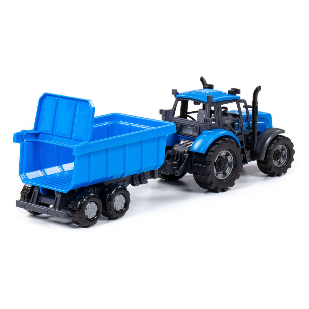 Cavallino-Traktor mit Kippanhänger, blau, Maßstab 1:32