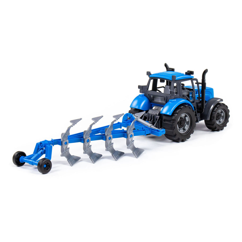 Cavallino-Traktor mit Pflug, blau, Maßstab 1:32