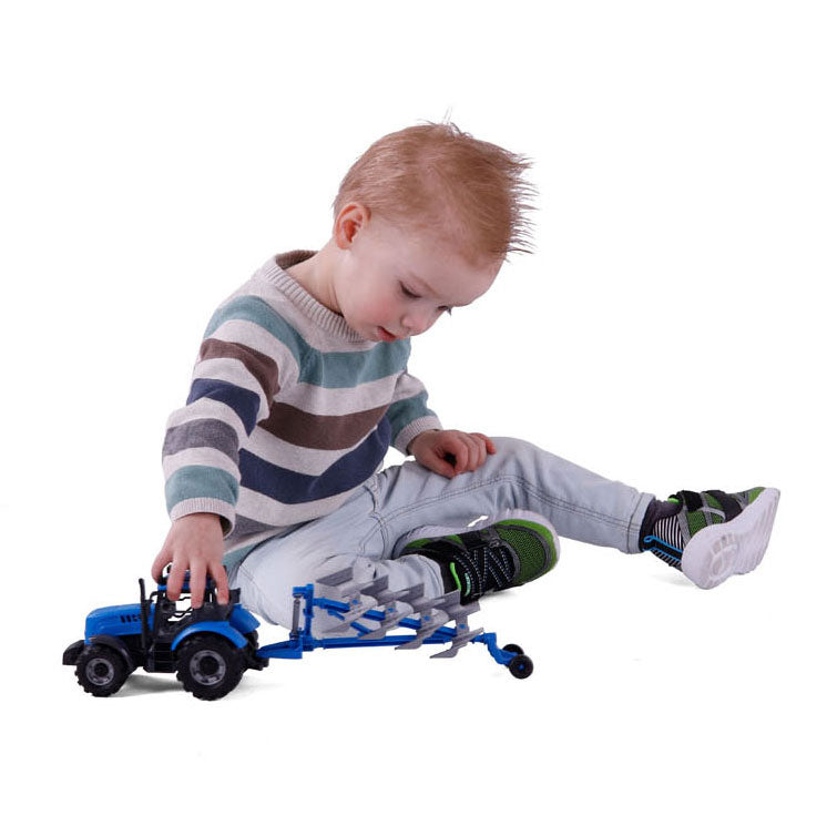 Cavallino-Traktor mit Pflug, blau, Maßstab 1:32
