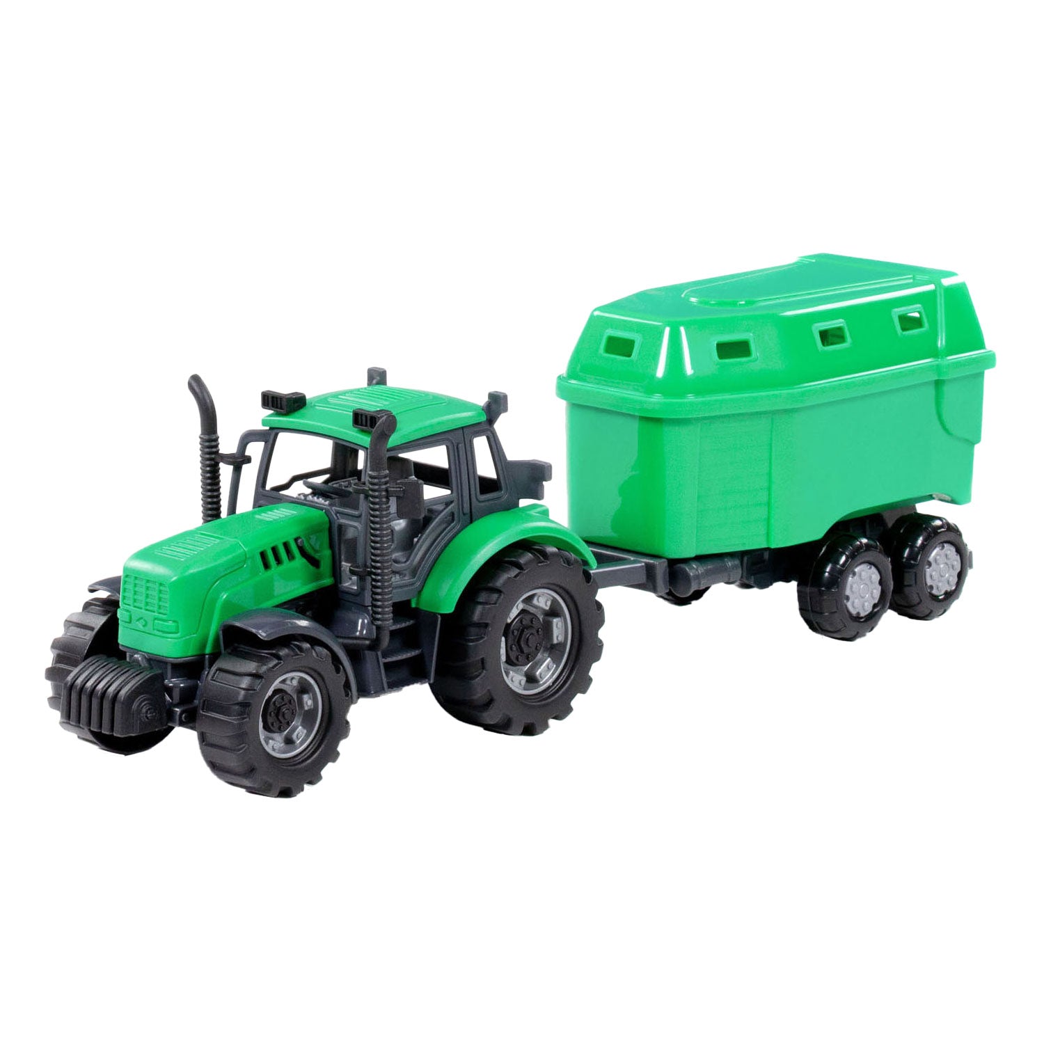 Cavallino-Traktor mit Pferdeanhänger, grün, Maßstab 1:32