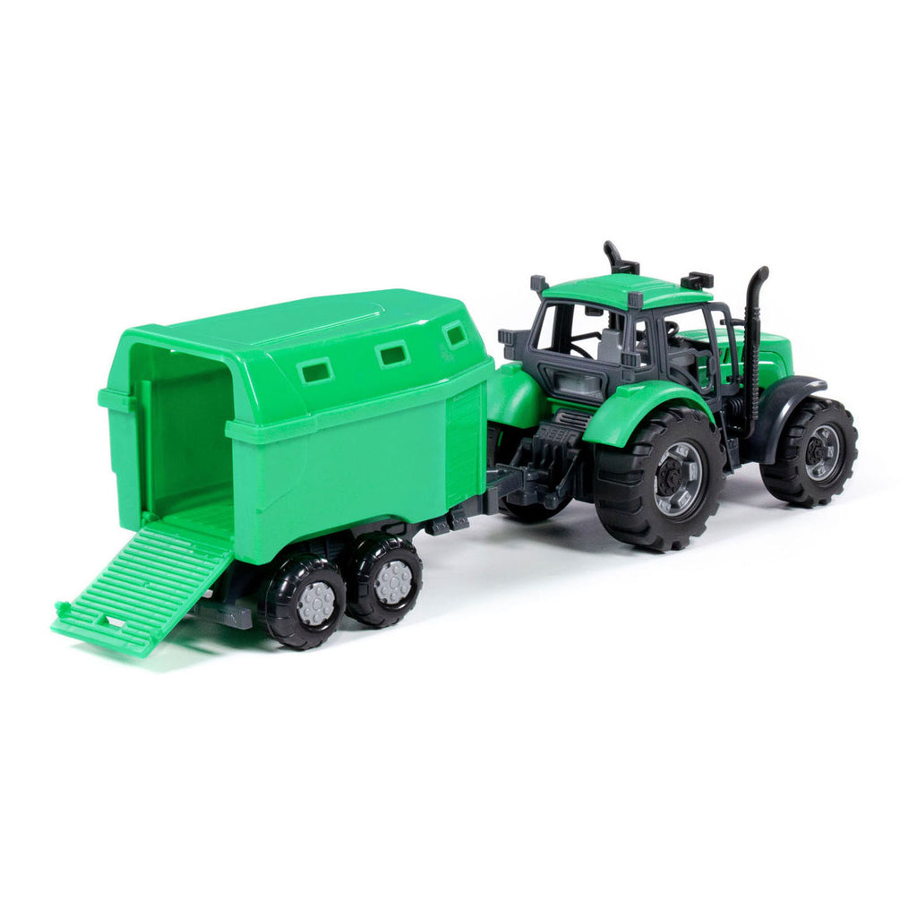 Cavallino-Traktor mit Pferdeanhänger, grün, Maßstab 1:32