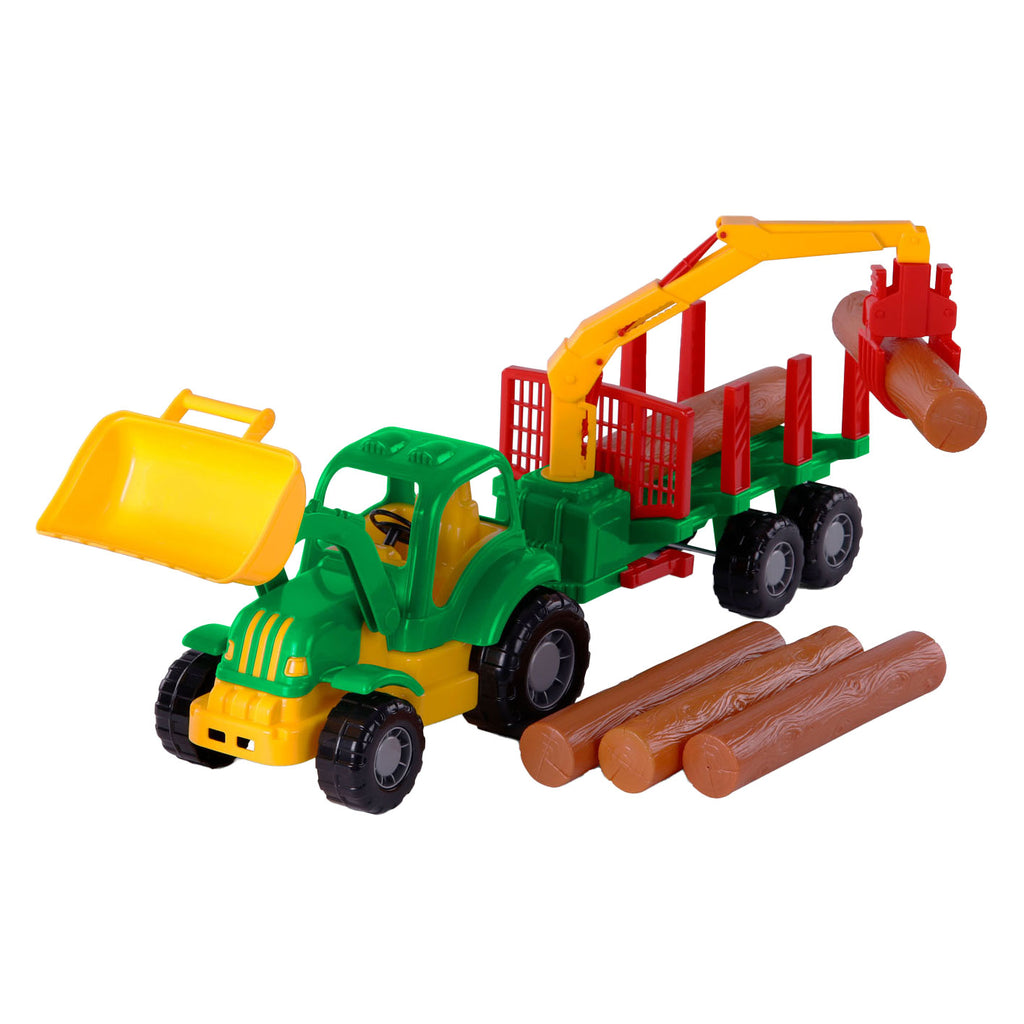 Klassischer Cavallino-Traktor mit Anhänger und Holz, 61 cm
