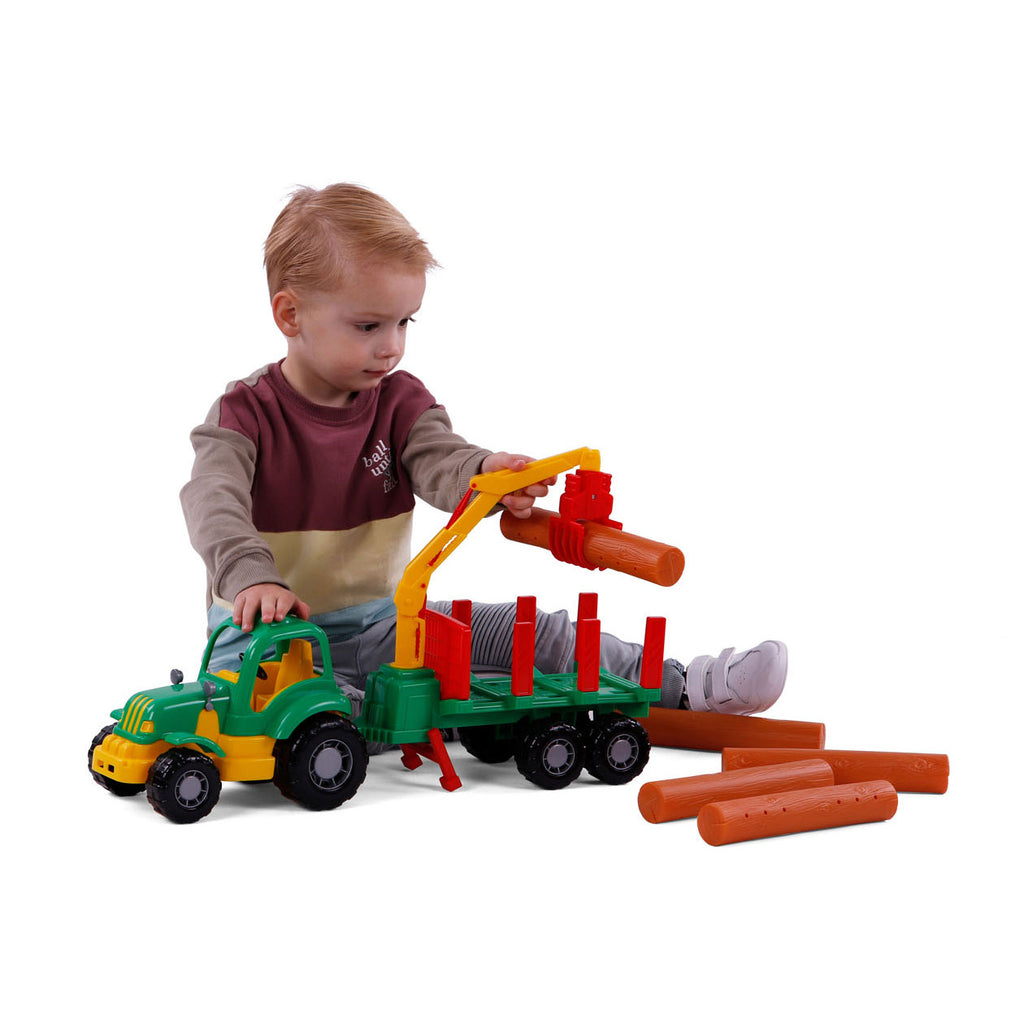 Klassischer Cavallino-Traktor mit Anhänger und Holz, 61 cm