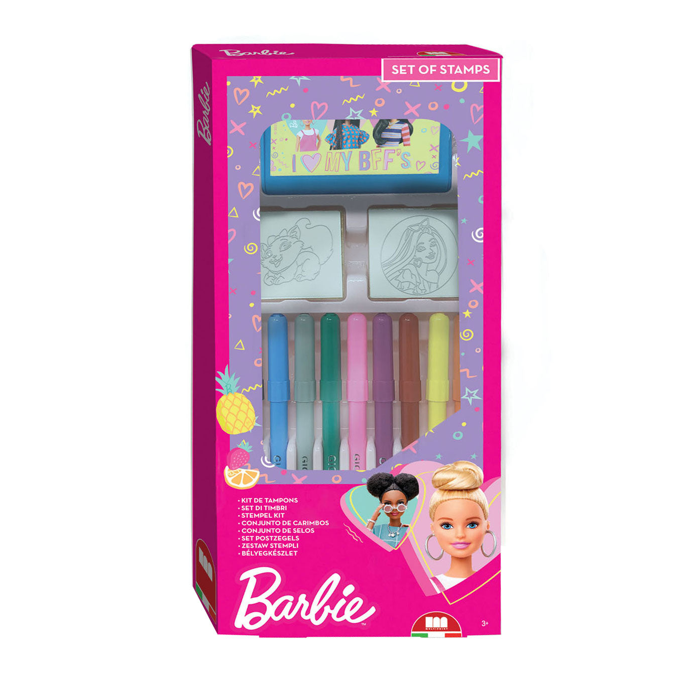 Barbie-Stempelset mit mehreren Motiven und Filzstiften