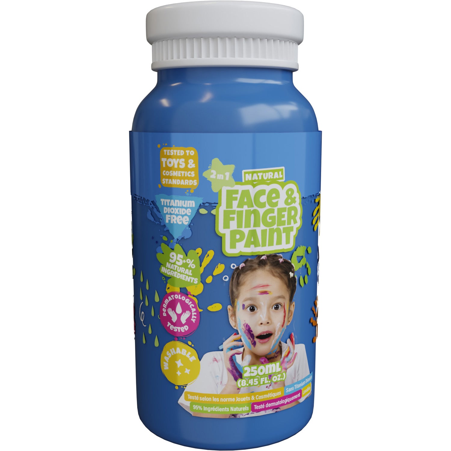 Boti Natural Gesichts-Fingerfarbe, Flasche – blau, 250 ml