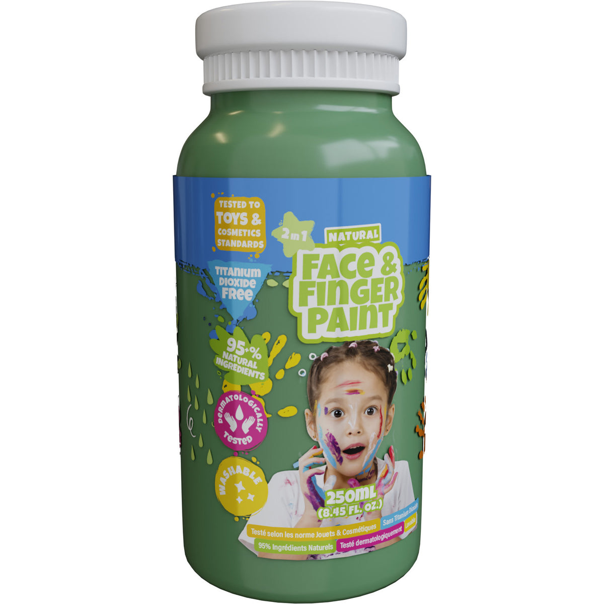 Boti Natural Gesichts-Fingerfarbe, Flasche – grün, 250 ml