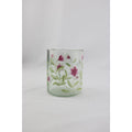 Mansion atmosphere vaas glas met roze bloemen 9x9x11cm