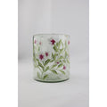 Mansion atmosphere vaas glas met roze bloemen 13x13x15cm