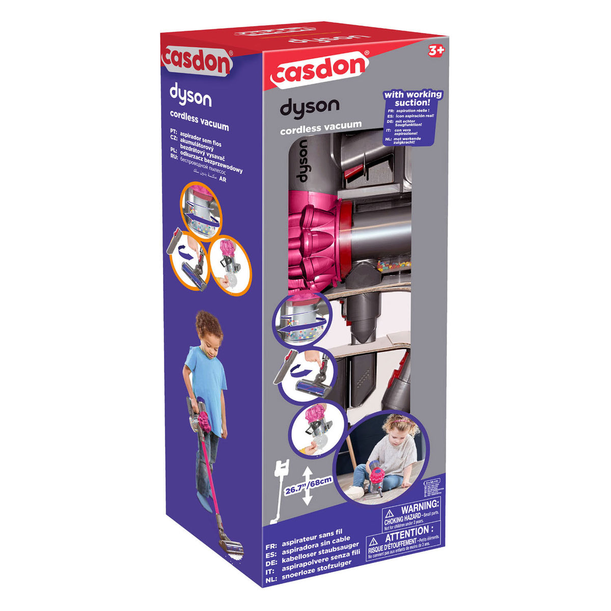 Casdon dyson draadloze speelgoed stofzuiger - roze