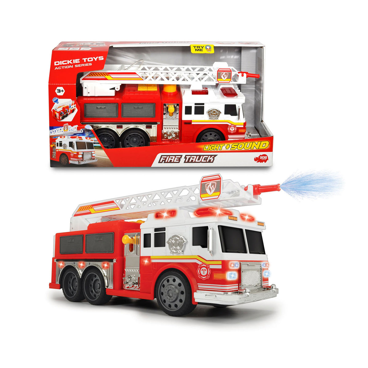 Feuerwehr Dickie mit Licht und Tonne