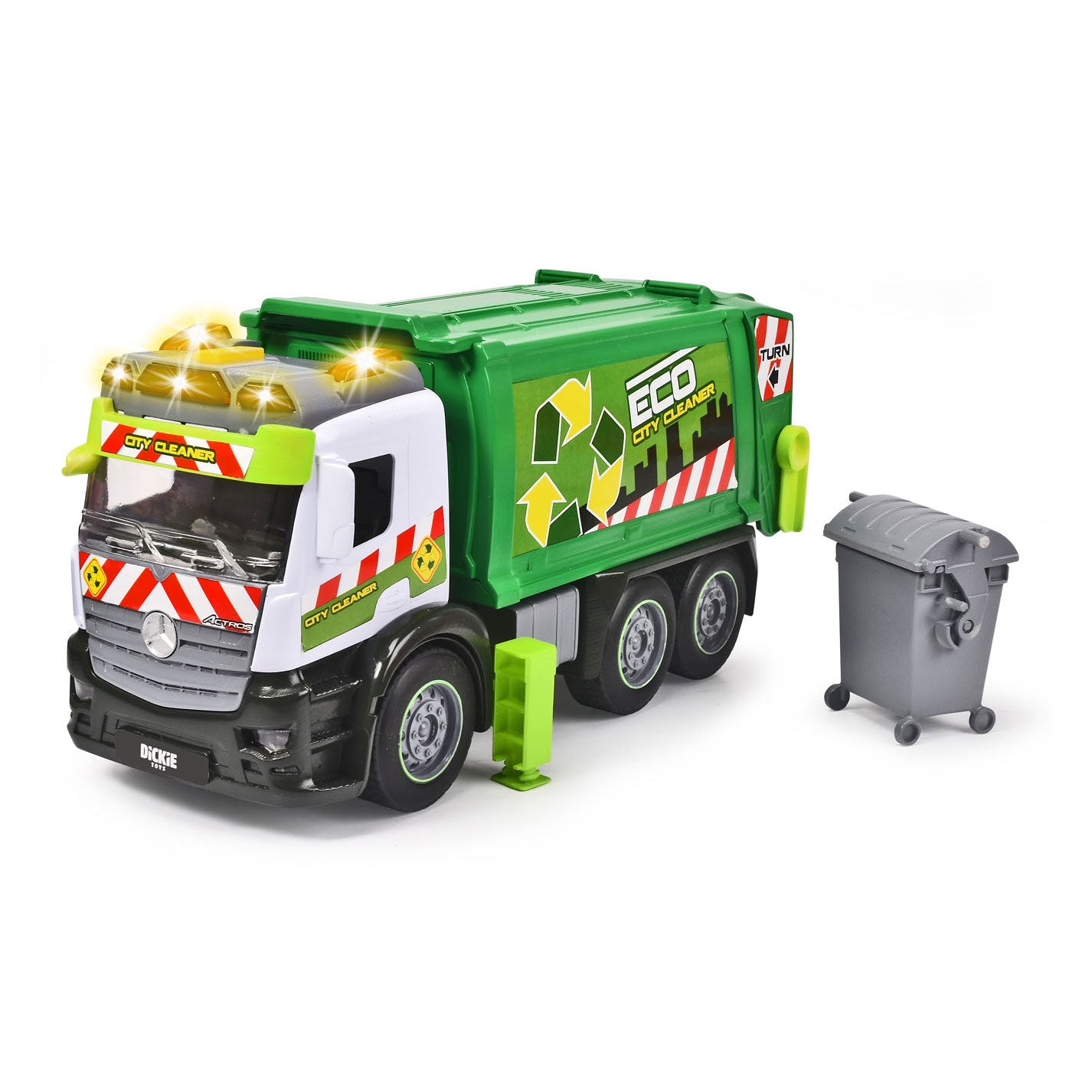 Dickie toys action truck - vuilniswagen - 26 cm - licht en geluid - speelgoedvoertuig