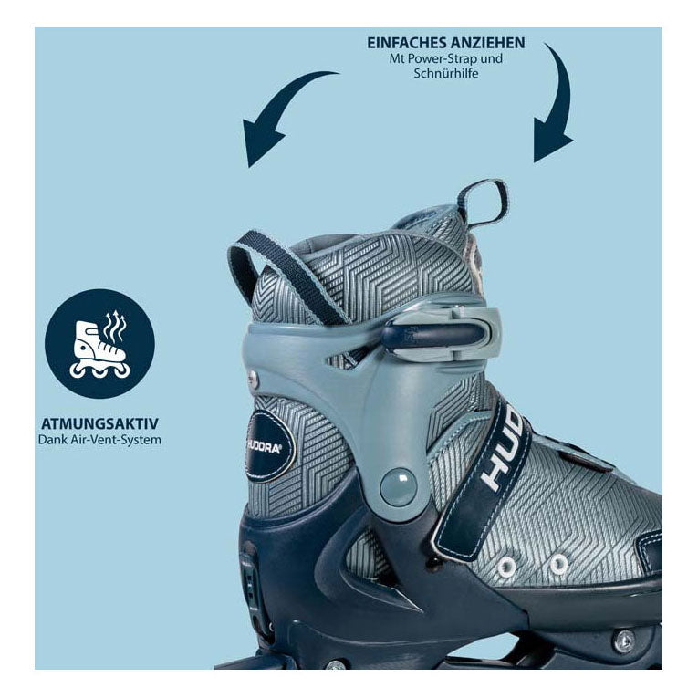 HUDORA Leon 2.0 Inlineskates, Ozeanblau, Größe 33-36