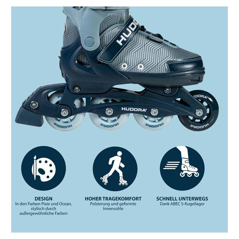 HUDORA Leon 2.0 Inlineskates, Ozeanblau, Größe 33-36